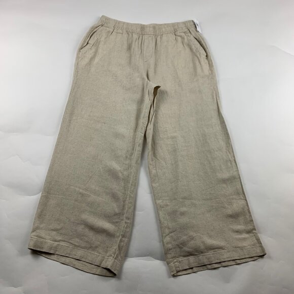 PETITE Old Navy Flax Linen Blend High Rise Wide Leg Cropped Pant PM New - Picture 1 of 7